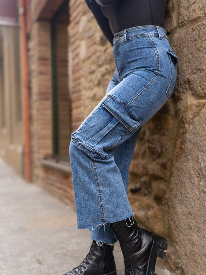 Jeans donna con tasconi made in italy