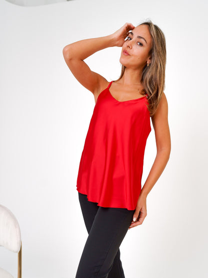 Maglia canotta donna rosso acceso made in Italy