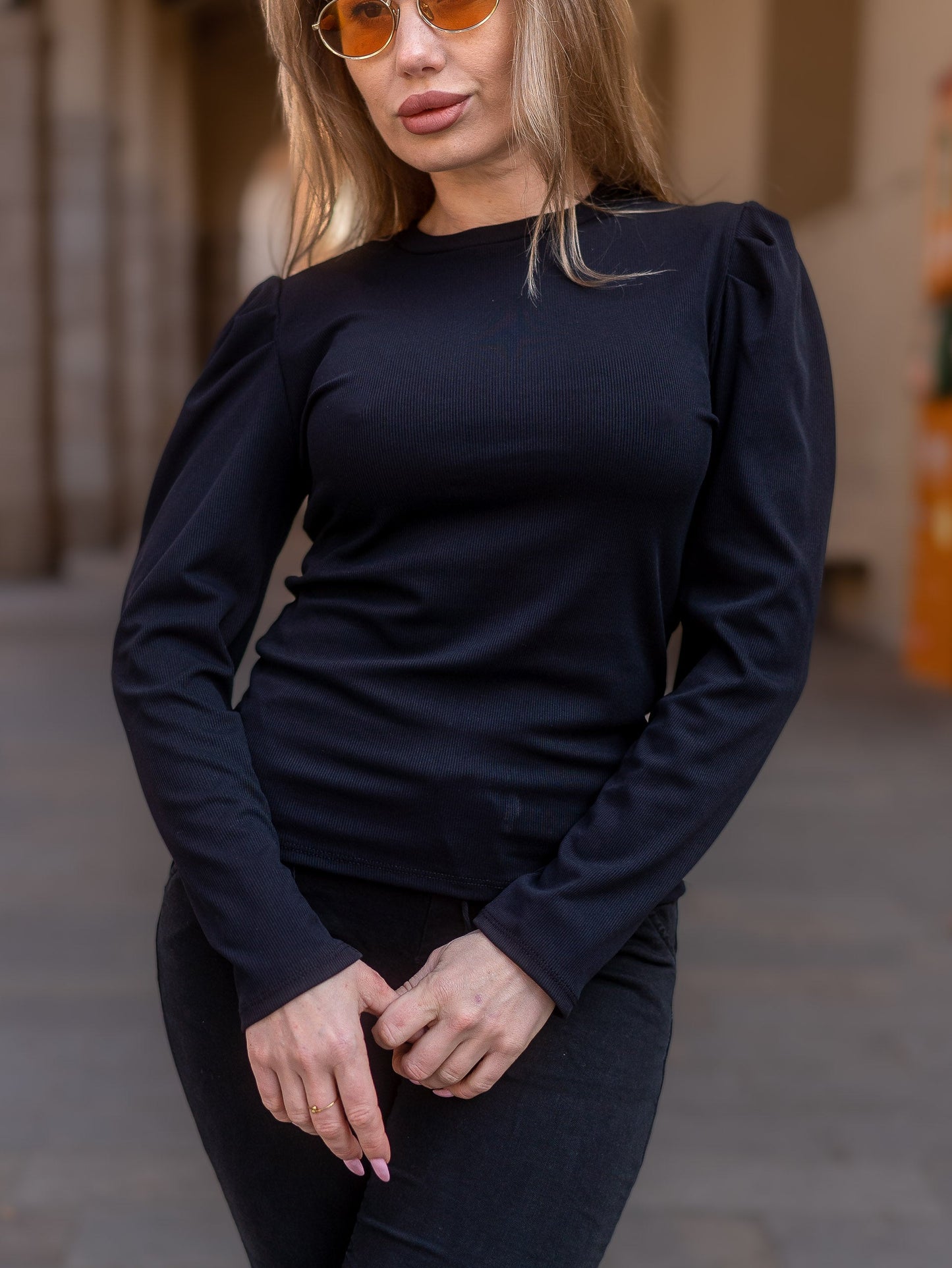 Maglia donna nero maniche lunghe made in italy