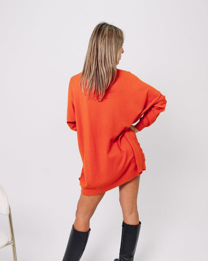 Maglia vestito donna oversize arancio made in Italy