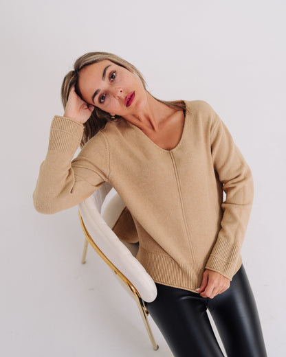 Maglione beige donna made in Italy