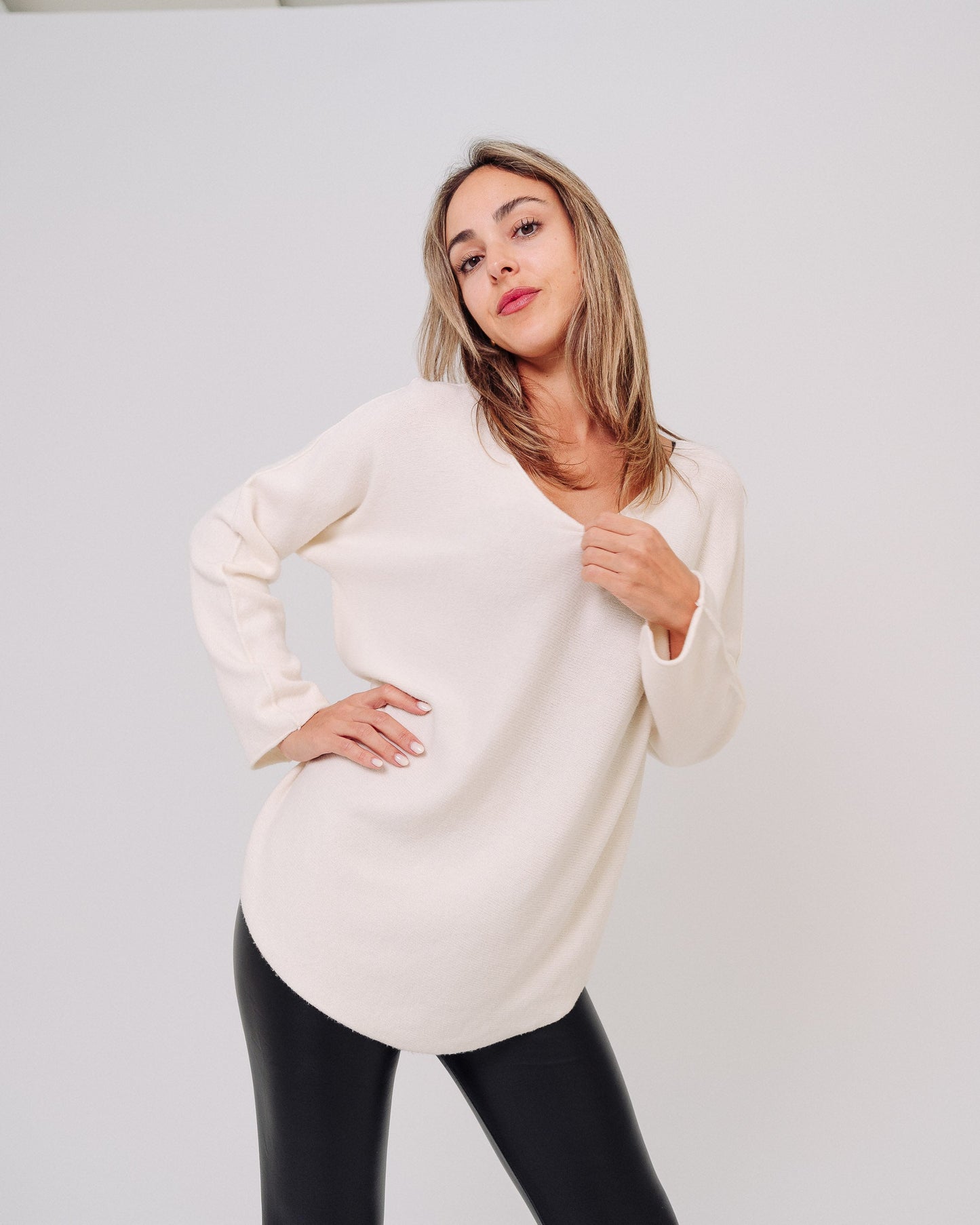 Maglione bianco donna made in Italy