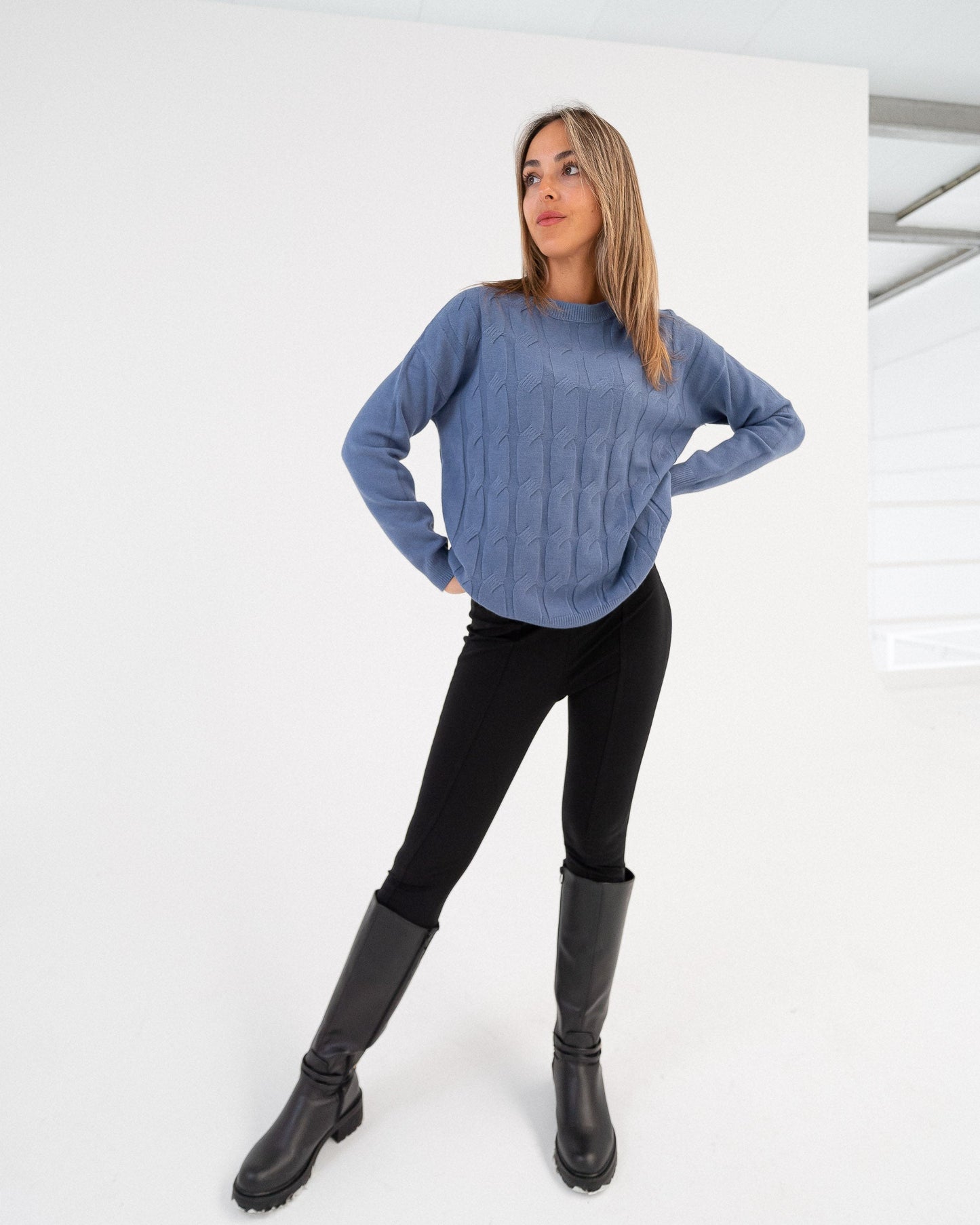 Maglione blu donna made in Italy