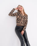 Maglione cardigan donna leopardato made in Italy