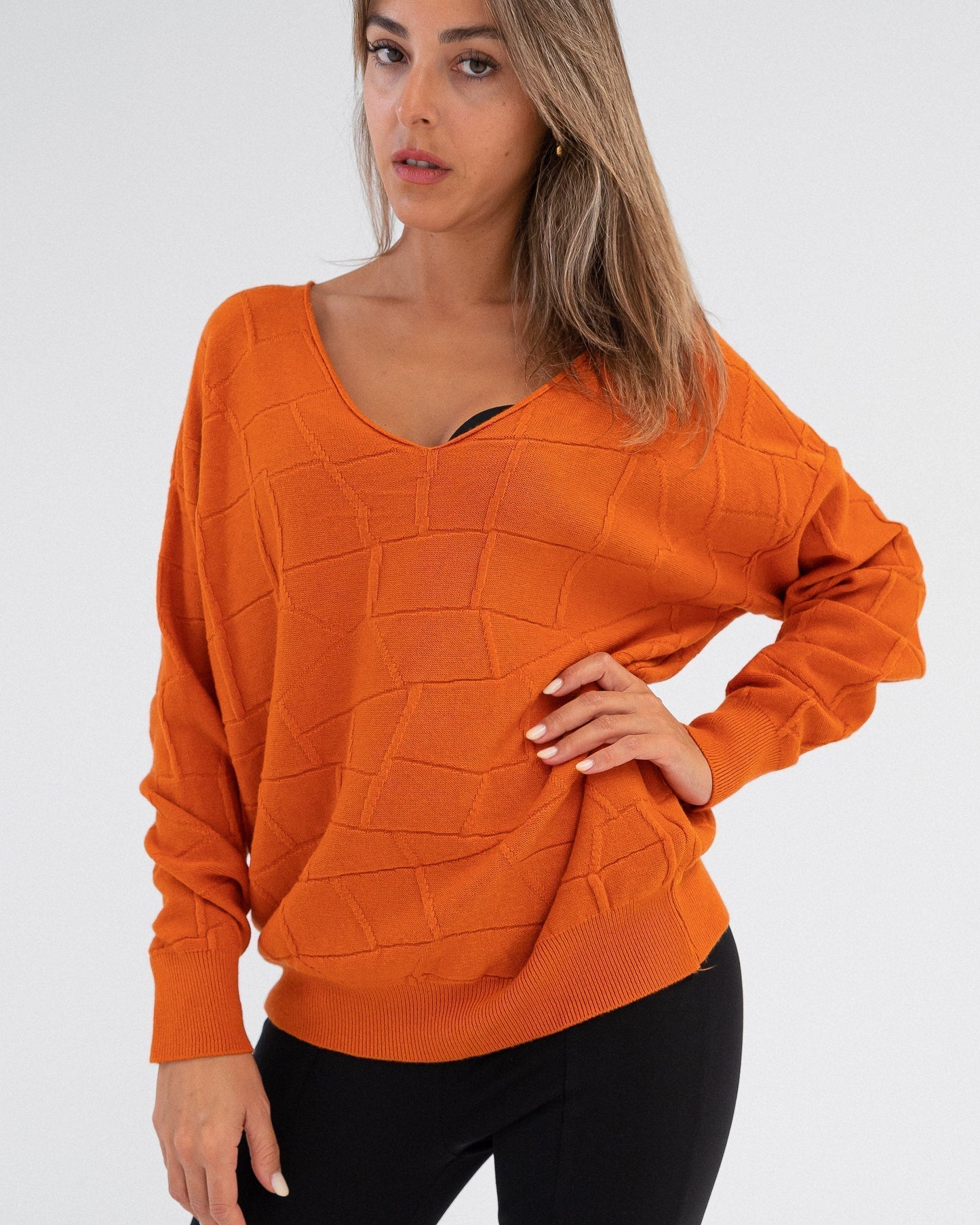 Maglione donna arancione made in Italy