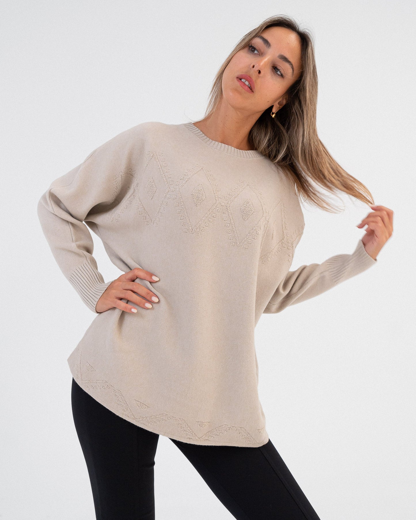 Maglione donna beige made in Italy