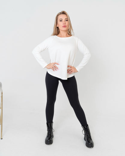 Maglione donna bianco collo perlato made in Italy