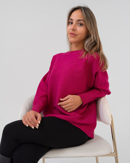 Maglione donna fuxia made in Italy