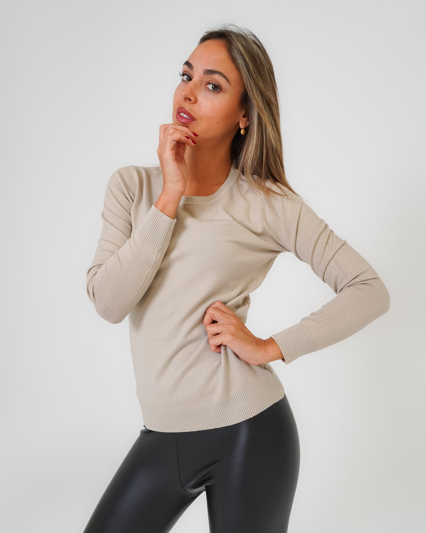 Maglione donna grigio manica lunga