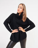 Maglione donna nero collo alto made in Italy