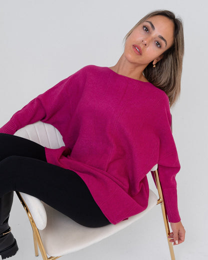 Maglione donna rosa acceso made in Italy