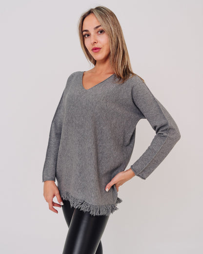 Maglione grigio donna made in Italy