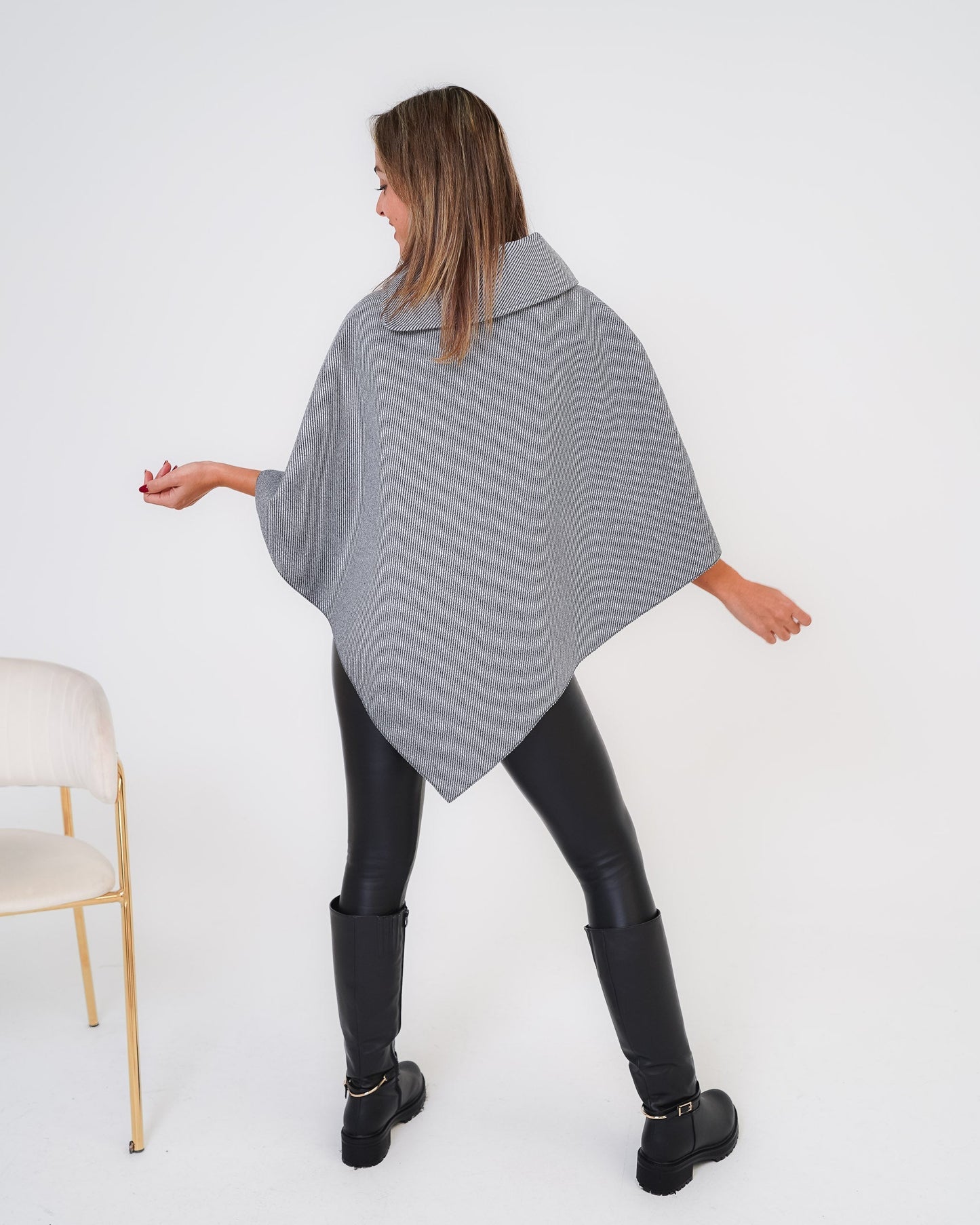 Poncho copri saplle donna grigio made in Italy