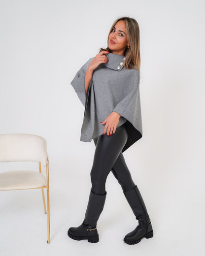 Poncho copri saplle donna grigio made in Italy