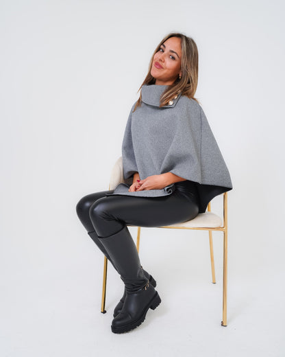 Poncho copri saplle donna grigio made in Italy